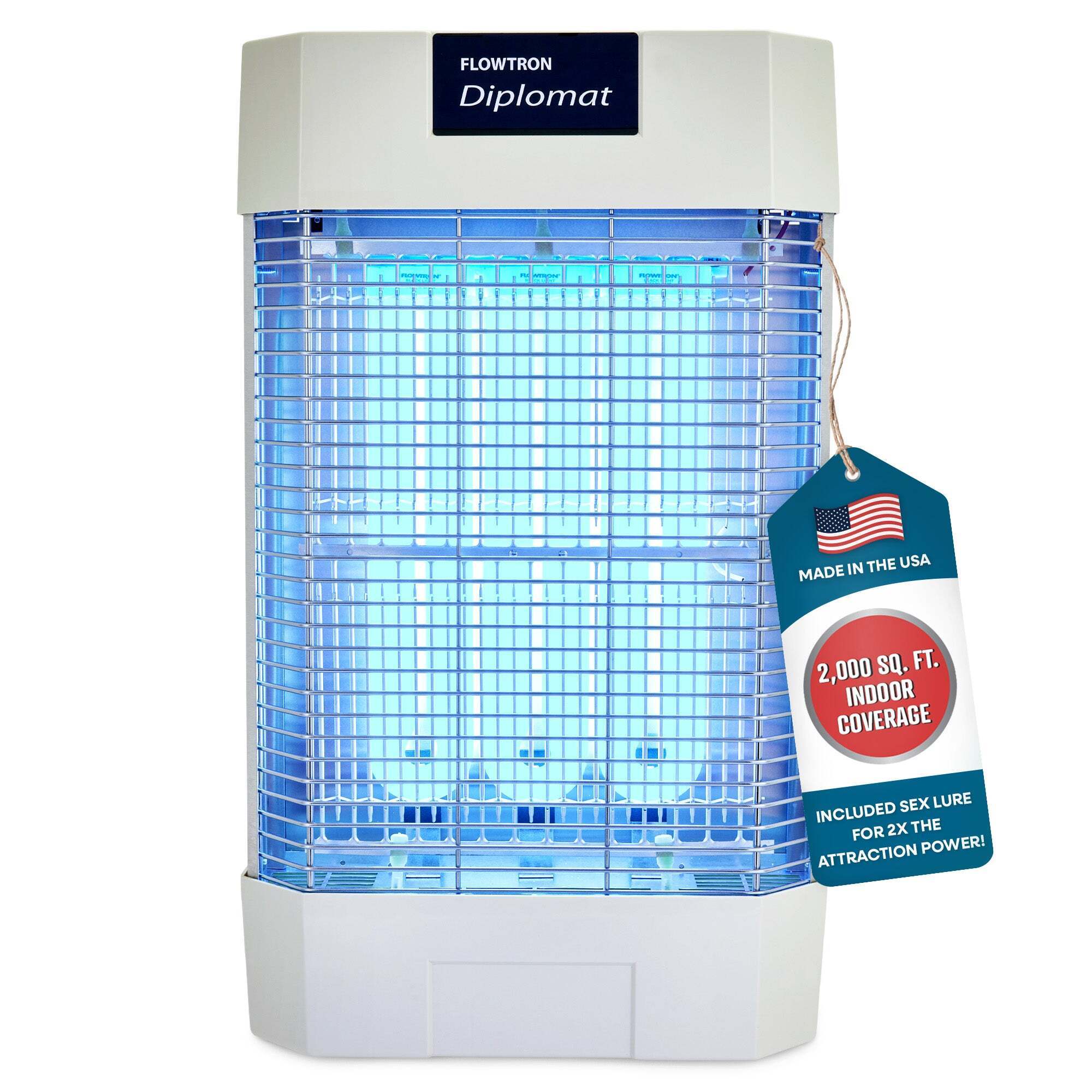Flowtron Indoor Bug Zapper — 120W UV, Electric Insect Killer, Pheromone Lure, 2000 Sq. Ft. Coverage, UL Certified, Model# FLWFC7800